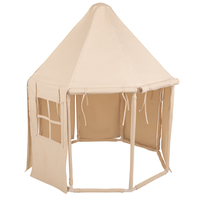 KiddyMoon Tente de Jeu Maison pour Enfants en Forme de Pavillon Intérieur et Extérieur, naturel couleur
