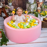 KiddyMoon Piscine à Balles ∅ 7Cm pour Bébé Rond Fabriqué En UE, rose:blanc/menthe/vert clair/jaune, 90x30cm/300 Balles