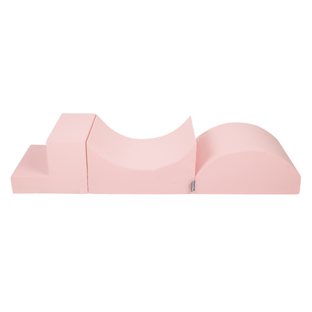 KiddyMoon Aire De Jeux en Mousse avec Rond Piscine à Balles pour Enfants, rose:perle/gris/transparent/rose poudré, Piscine (200 Balles) + Version 6