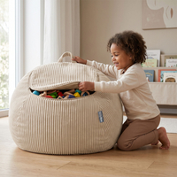 KiddyMoon Pouf pour Enfants 2-en-1 Rangement pour Jouets, 80x80x50cm, beige
