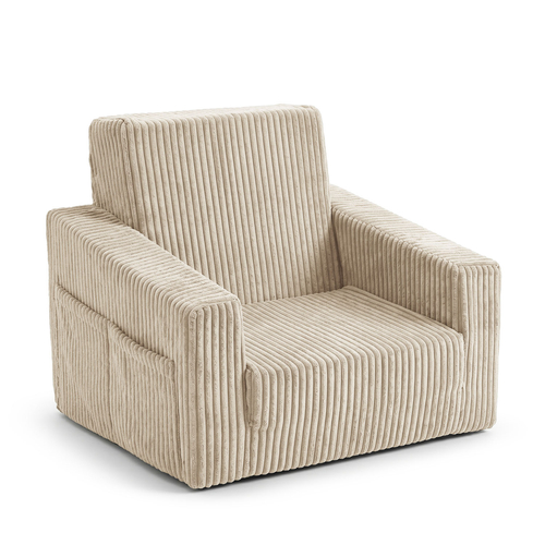 KiddyMoon Fauteuil Pliable pour Enfant en Mousse Canapé Convertible 2 en 1, beige, UNI