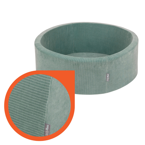 KiddyMoon Piscine À Balles pour Enfants Mousse Côtelé Pour Motricité Bébé, Vert : bleu pastel/jaune pastel/blanc/menthe/rose poudré, 90x30cm/200 balles