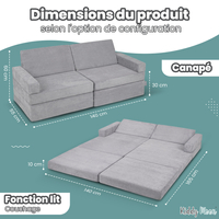 KiddyMoon Canapé Pliant pour Enfants, Canapé Convertible pour Chambre et Salle de Jeux, Matelas au Sol, Mini-Canapé, gris clair, Canapés