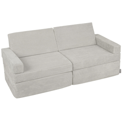 KiddyMoon Canapés Pliant pour Enfants Canapé-Lit Convertible Bébés-Canapé Lit Coucher Salle de Jeux Pliable Matelas au Sol Mini-Canapé Chaise-Lit, gris clair, 140x55x30 cm