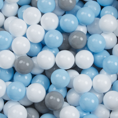 KiddyMoon Balles Colorées Plastique ∅7cm pour Piscine Enfant Bébé Fabriqué en EU, gris/blanc/babyblue, 100 Balles/7cm