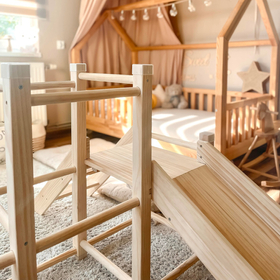 KiddyMoon aire de jeux en bois avec toboggan pour enfants, , UNI