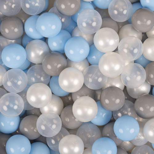 KiddyMoon Piscine À Balles pour Enfants Mousse Côtelé Pour Motricité Bébé, Gris foncé : perle/gris/transparent/babyblue, 90x30cm/300 balles
