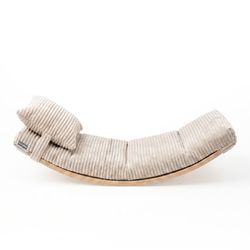 KiddyMoon Planche D'équilibre en Bois Enfant Avec Matelas et Oreiller Balance Board, naturel/beige, Planche D'équilibre/Matelas/Oreiller