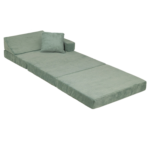 KiddyMoon Fauteuil Enfant Convertible en Mousse, Fauteuil pour Enfants Chaise pour Chambre d'Enfants Matelas Pliable Matelas Fauteuil Relax Fauteuil Douillet, vert, Fauteuil avec Oreiller