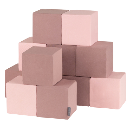 KiddyMoon Blocs Souples Jouets pour Bébé Mousse Squeeze Jouer Jouet Éducatif, cubes: bruyère-rose, 12 Pieces
