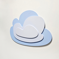 Déco murale KiddyMoon Relief 3D décoration en bois contreplaqué, nuage : bleu/gris, UNI
