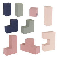 KiddyMoon blocs mous pour bébé cubes de construction en mousse, mix: bruyère/bleu foncé/beige/sage, 9 Pieces