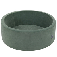 KiddyMoon Velours Piscine à Balles ∅7Cm pour Bébé Rond Fabriqué en EU, vert forêt: blanc/gris/menthe, 90x30cm/300 Balles