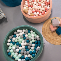 KiddyMoon Velours Piscine à Balles ∅7Cm pour Bébé Rond Fabriqué en EU, vert forêt: turquoise foncé/gris/blanc/menthe, 90x30cm/200 balles