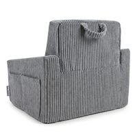 KiddyMoon Fauteuil Pliable pour Enfant en Mousse Canapé Convertible 2 en 1, gris foncé, UNI