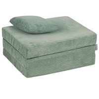 KiddyMoon Matelas Enfant Pliable en Mousse Matelas Pouf pour Tout-Petits, Chambre d'Enfant, vert, Matelas avec Oreiller