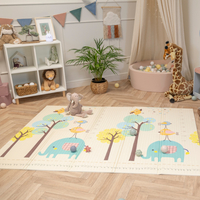 KiddyMoon Tapis de Jeu pour Enfant Bébé Tapis Mousse Tapis de Sol Tapis d'éveilBebe Reversible Stimulation De L'Imagination Pliable Pour L'Intérieur Et L'Extérieur, vert-forêt, 150x200x1cm