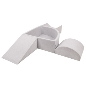KiddyMoon Aire De Jeux en Mousse avec Quart Angulaire Piscine À Balles pour Bébé, gris clair: perle/gris/transparent/babyblue/menthe, Piscine (200 Balles) + Version 4