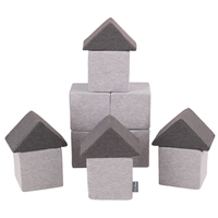 KiddyMoon blocs mous pour bébé cubes de construction en mousse, mix: gris clair/gris foncé, 12 Pieces