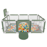 Parc Bébé avec Balles Plastiques Aire De Jeu Pliable Basket Football, vert : blanc/jaune/orange/babyblue/turquoise, 400 balles