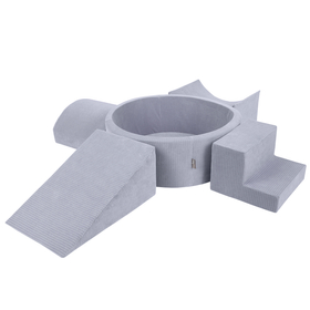 KiddyMoon Parcours Motricité En Mousse Avec Balles Enfants Favorise Créativité, Gris foncé : perle/gris/transparent/babyblue, Piscine (300 Balles) + Version 5