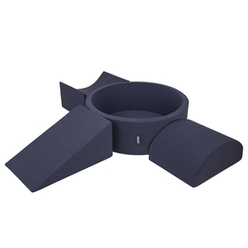KiddyMoon Aire De Jeux en Mousse avec Rond Piscine à Balles pour Enfants, bleu foncé:blanc/gris/menthe, Piscine (300 Balles) + Version 4
