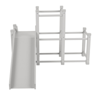 KiddyMoon aire de jeux en bois avec toboggan pour enfants, gris, UNI