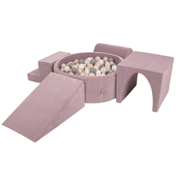 KiddyMoon Parcours Motricité En Mousse Avec Balles Enfants Favorise Créativité, Violet : beige pastel/blanc/perle/gris, Piscine (300 Balles) + Version 3