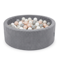 KiddyMoon Piscine Bébé, Piscine À Balles Pour Bébé Et Enfant, Piscine Enfant En Mousse Douce, Housse Côtelée Lavable, Gris foncé: Beige pastel/Blanc/Perle/Gris, 90x30cm/200 Balles