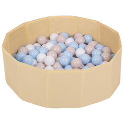 piscine à balles multicolores piscine pliable pour les enfant, beige clair: beige pastel/bleu pastel/blanc, 300 balles