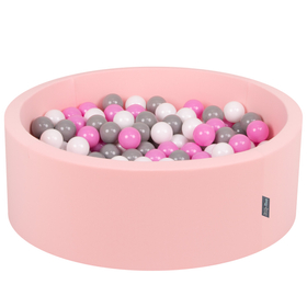KiddyMoon Piscine à Balles ∅ 7Cm pour Bébé Rond Fabriqué En UE, rose: gris/blanc/rose, 90x30cm/200 balles