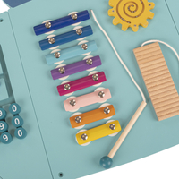 KiddyMoon Montessori Planche Activité Dinosaure Pour Enfants Bois Éducatif AB-001, bleu, UNI