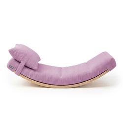 KiddyMoon Planche D'équilibre en Bois Enfant Avec Matelas et Oreiller Balance Board, naturel/violet clair,