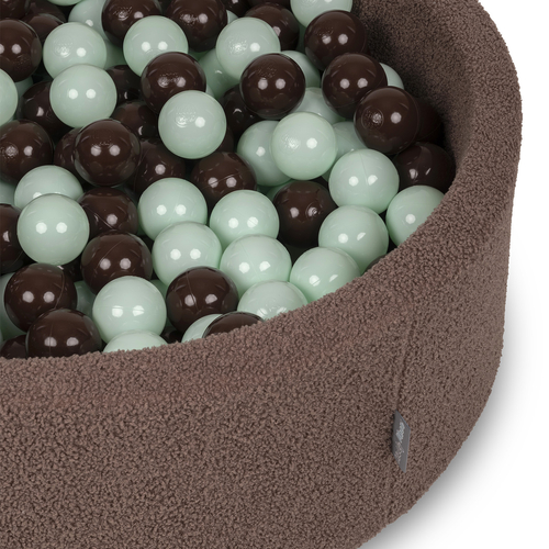KiddyMoon Piscine à Balles Boules 7 cm pour un Remplissage plus Généreux Pour Bébés au Housse Teddy, Convient dès 8 Mois, Marron: Menthe/Marron