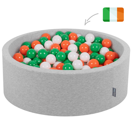KiddyMoon Piscine à Balles ∅ 7Cm pour Bébé Rond Fabriqué En UE, Irlande:vert/blanc/orange, 90x30cm/200 balles