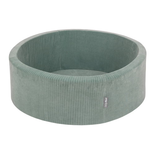 KiddyMoon Piscine À Balles pour Enfants Mousse Côtelé Pour Motricité Bébé, Vert : turquoise foncé/beige pastel/cuivre, 90x30cm/200 balles