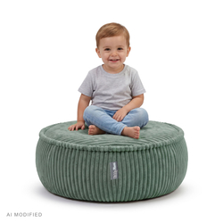 KiddyMoon Pouf enfant en mousse avec housse amovible, gris clair, L