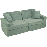 KiddyMoon Canapés Pliant pour Enfants Canapé-Lit Convertible Bébés-Canapé Lit Coucher Salle de Jeux Pliable Matelas au Sol Mini-Canapé Chaise-Lit, vert, Canapés avec 2 Oreillers