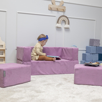 KiddyMoon Canapé en Mousse pour Enfants avec Balles et Pente Parfait Pour la Chambre D'enfant Léger Modulable Confortable Sécurisé Idéal pour Jouer et Se Détendre, violet, Canapé/Pente