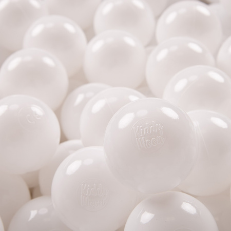 KiddyMoon Balles Colorées Plastique ∅7cm pour Piscine Enfant Bébé Fabriqué en EU, blanc, 200 Balles/7cm