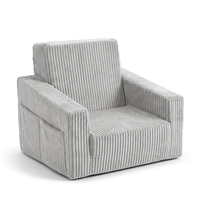 KiddyMoon Fauteuil Pliable pour Enfant en Mousse Canapé Convertible 2 en 1, gris clair, UNI