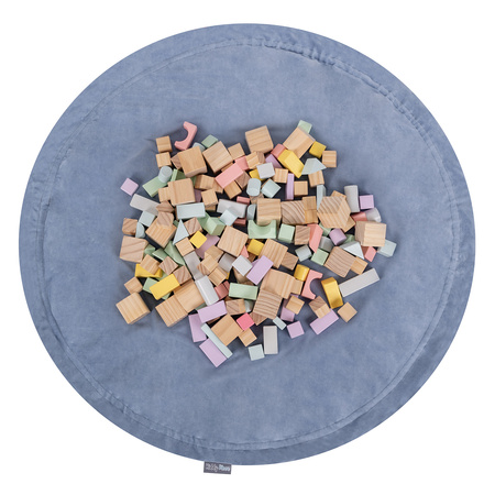KiddyMoon tapis d'éveil sac à jouets 2en1 pour enfants, bleu glacier:bleu pastel/jaune pastel/blanc/menthe/rose poudré, XL/50 balles