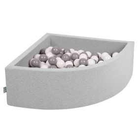 KiddyMoon Piscine à Balles ∅ 7Cm pour Bébé Quart Angulaire Fabriqué En UE, gris clair:blanc/gris, 90x30cm/200 balles