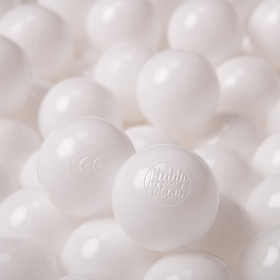 KiddyMoon Balles pour Piscine Colorées ∅6cm Plastique Enfant Bébé Fabriqué en EU, blanc, 1200 Balles/6cm