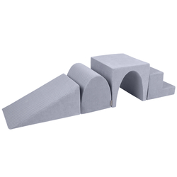 KiddyMoon Parcours Motricité En Mousse Enfants Tricot Côtelé Favorise Créativité, gris foncé, Multi-Taille