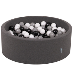 KiddyMoon Piscine à Balles ∅ 7Cm pour Bébé Rond Fabriqué En UE, gris foncé, 90x30cm/200 Balles