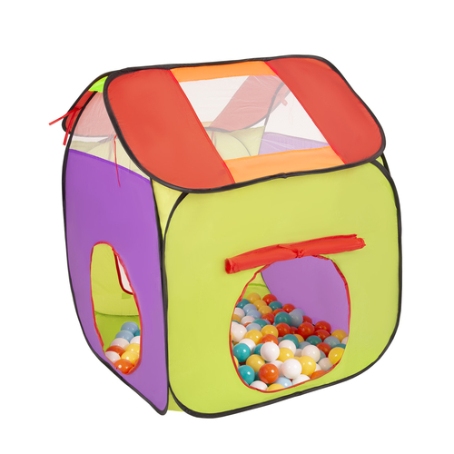 3en1 Tente de Jeux avec Tunnel Piscine à Boules avec Balles pour Enfants, Multicolore:blanc/jaune/orange/babyblue/turquoise, 400 balles