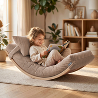 KiddyMoon Matelas avec Oreiller Set pour Planche D'équilibre Housse Amovible en Tissu Côtelé, beige foncé,
