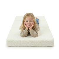 KiddyMoon Matelas Enfant Au Housse Teddy Pliable en Mousse Matelas pour Tout-Petits, Chambre d'enfant, crème, Matelas