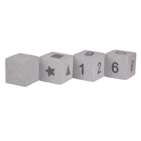 KiddyMoon blocs mous pour bébé cubes de construction en mousse, mix: gris clair/typographie, 4 Pieces
